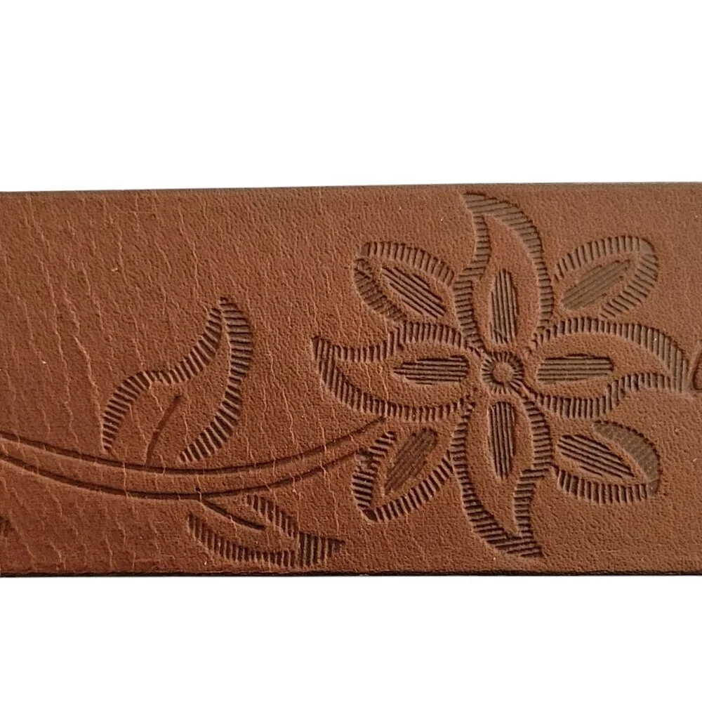 Genuine Leather Tooled Brown Western Floral Belt Made in India NEW Size M